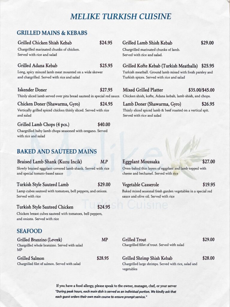 Melike Menu with prices page 2